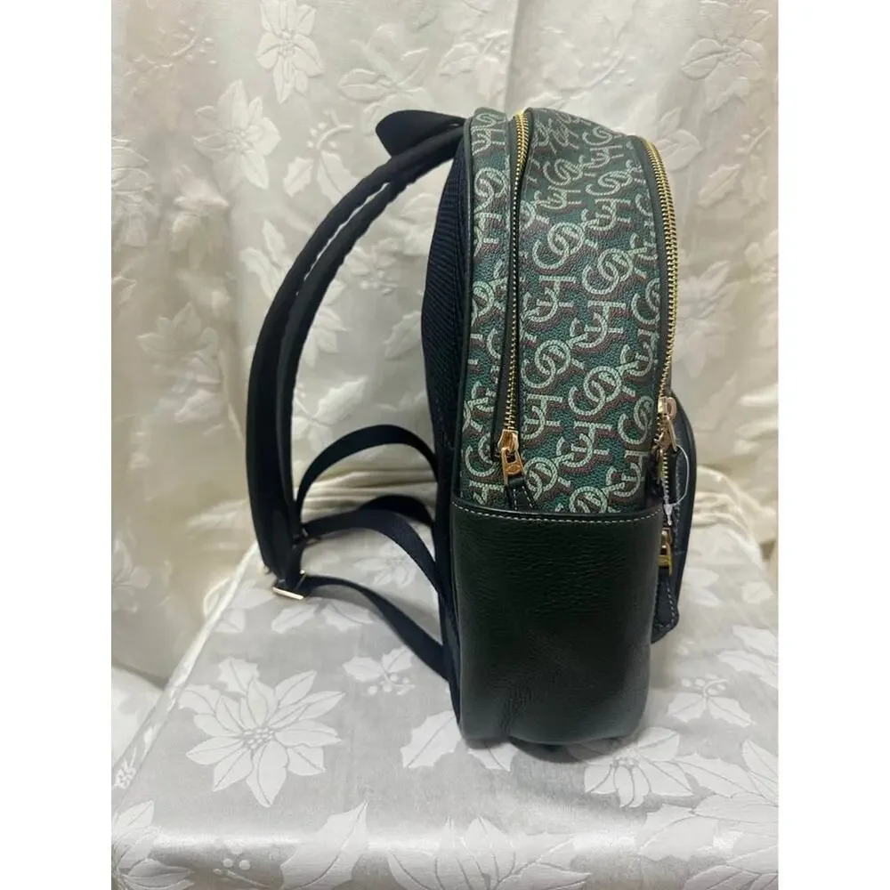 New Coach Green Monogram Backpack leather. B-286